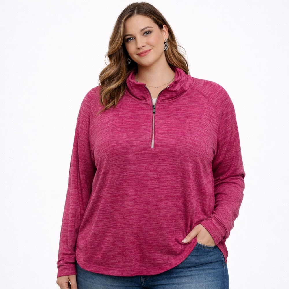 Champion Duo Dry Pink Quarter-Zip Pullover. EUC